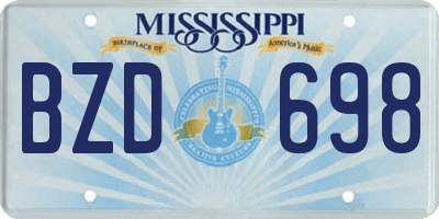 MS license plate BZD698