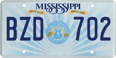 MS license plate BZD702