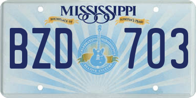 MS license plate BZD703