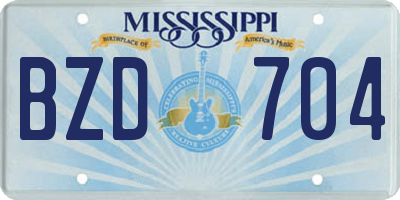MS license plate BZD704