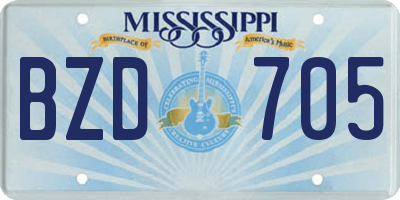 MS license plate BZD705