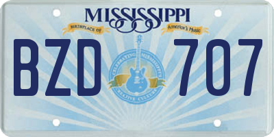 MS license plate BZD707
