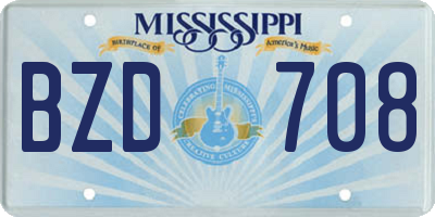 MS license plate BZD708