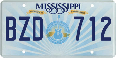 MS license plate BZD712