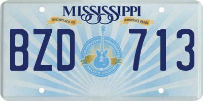 MS license plate BZD713