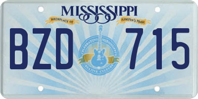 MS license plate BZD715