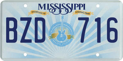 MS license plate BZD716