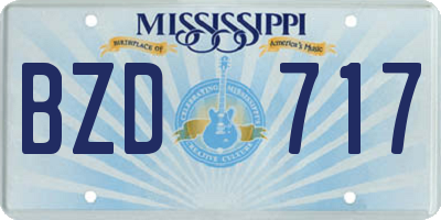 MS license plate BZD717