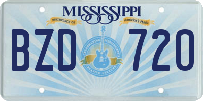 MS license plate BZD720