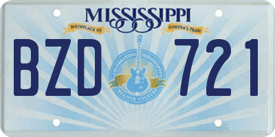 MS license plate BZD721
