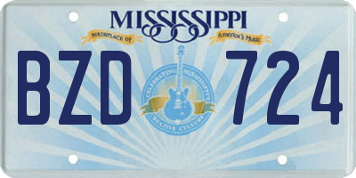 MS license plate BZD724