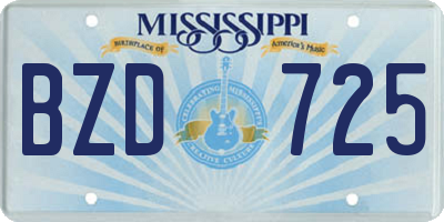 MS license plate BZD725