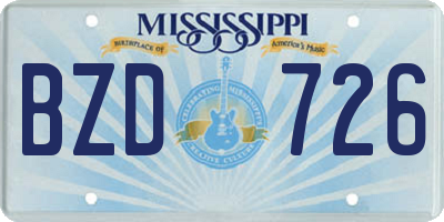 MS license plate BZD726
