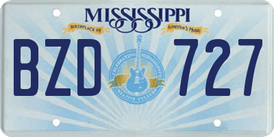MS license plate BZD727