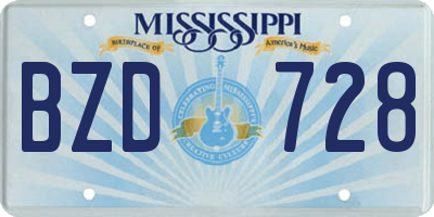 MS license plate BZD728