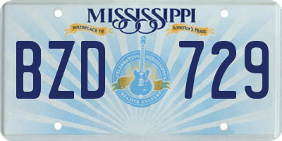 MS license plate BZD729