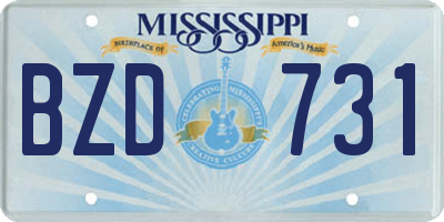MS license plate BZD731