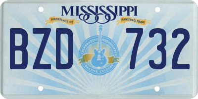 MS license plate BZD732