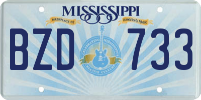 MS license plate BZD733