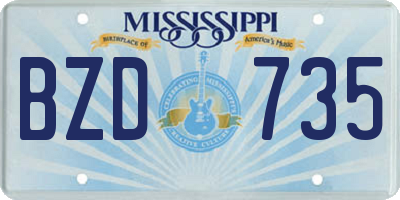 MS license plate BZD735