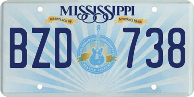 MS license plate BZD738