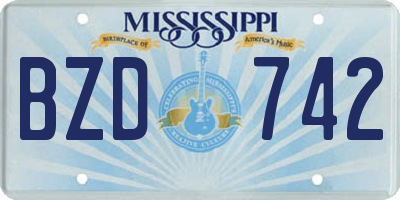 MS license plate BZD742