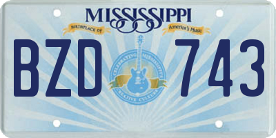MS license plate BZD743