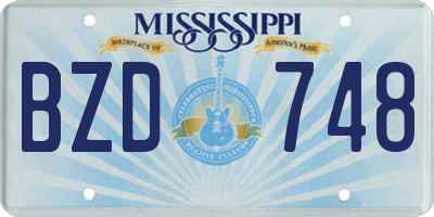 MS license plate BZD748