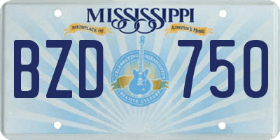 MS license plate BZD750