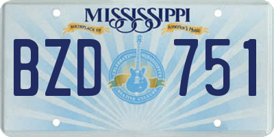 MS license plate BZD751