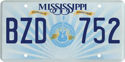 MS license plate BZD752
