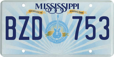 MS license plate BZD753