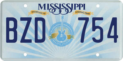 MS license plate BZD754