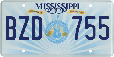 MS license plate BZD755