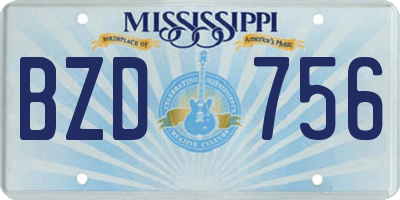 MS license plate BZD756
