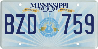 MS license plate BZD759