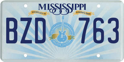 MS license plate BZD763
