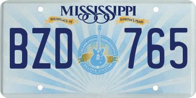 MS license plate BZD765