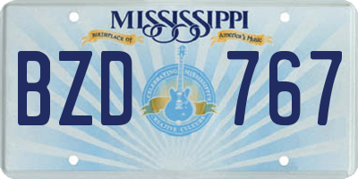 MS license plate BZD767