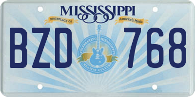 MS license plate BZD768