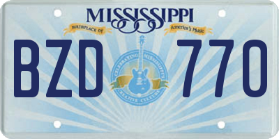 MS license plate BZD770