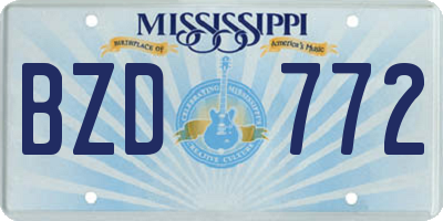 MS license plate BZD772