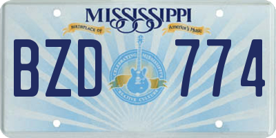 MS license plate BZD774
