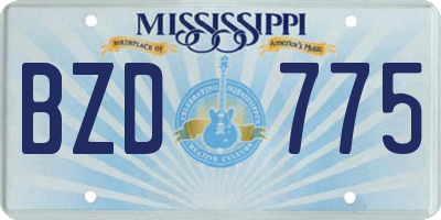 MS license plate BZD775