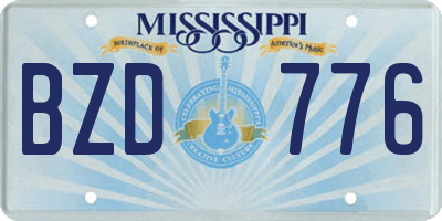 MS license plate BZD776