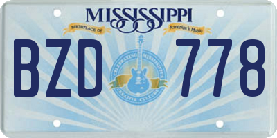 MS license plate BZD778