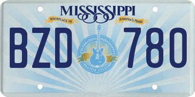 MS license plate BZD780