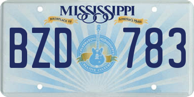 MS license plate BZD783