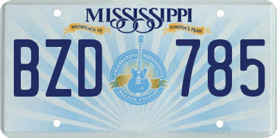 MS license plate BZD785