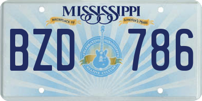MS license plate BZD786